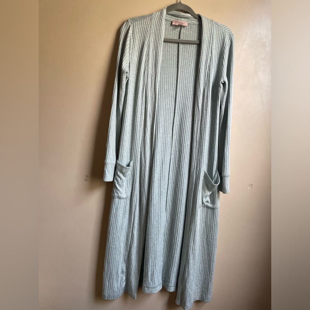 Long Ribbed duster Cardigan with Pockets philosophy size S mint green